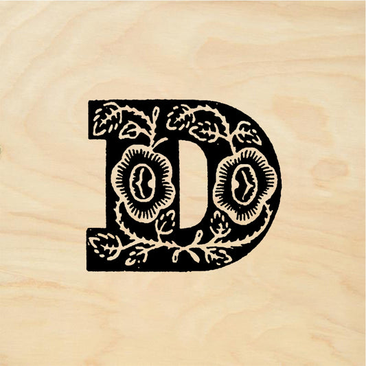 StampaFe Rose Letter D - Rubber Stamp 0.25 x 0.5