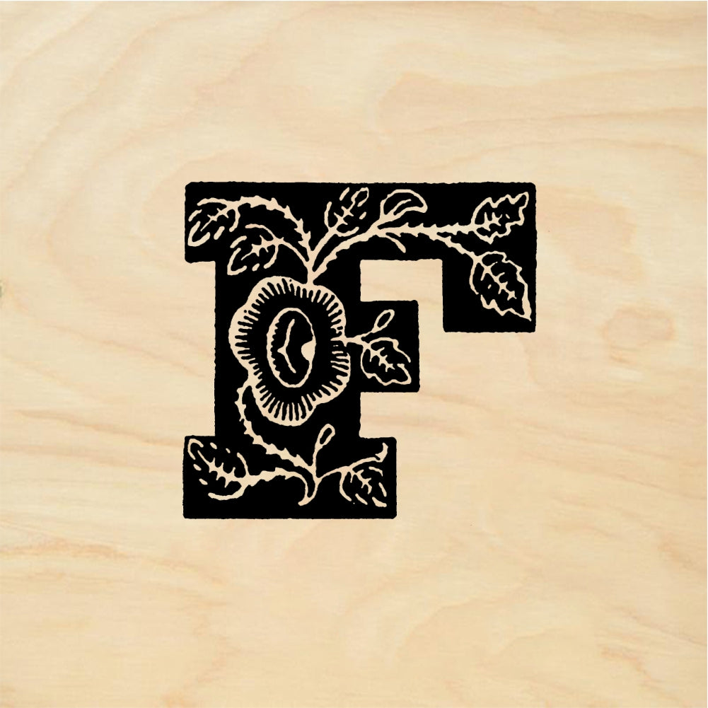 StampaFe Rose Letter F - Rubber Stamp 1 x 0.5