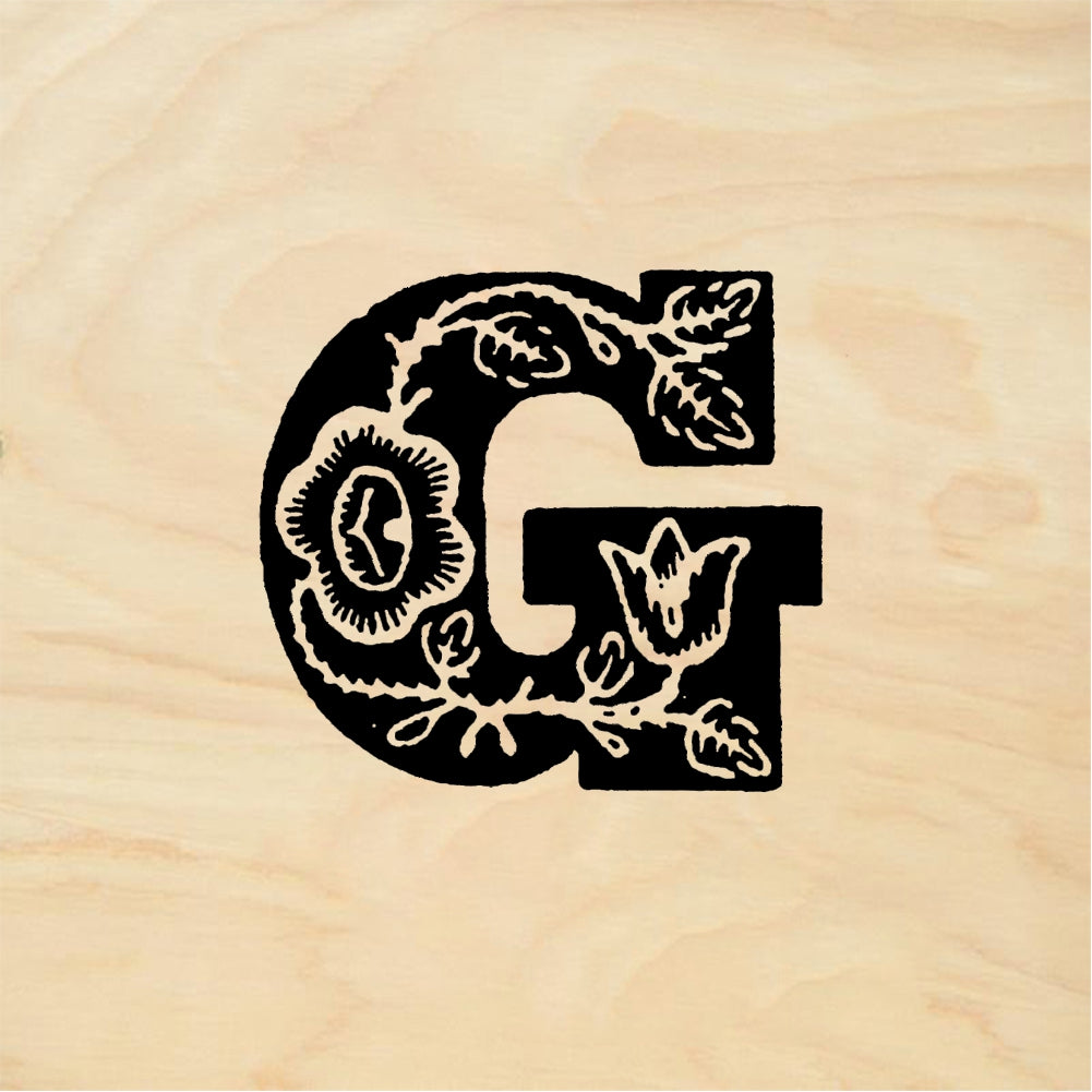 StampaFe Rose Letter G - Rubber Stamp 0.75 x 0.5