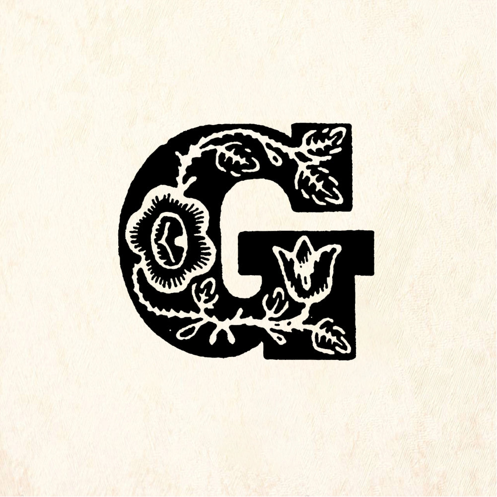 StampaFe Rose Letter G - Rubber Stamp 0.75 x 0.5
