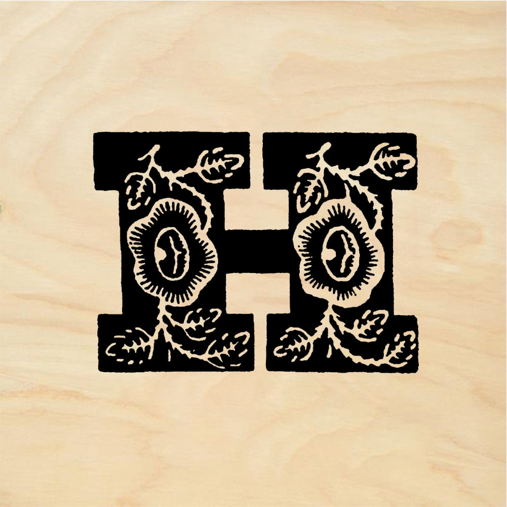 StampaFe Rose Letter H - Rubber Stamp 0.75 x 1