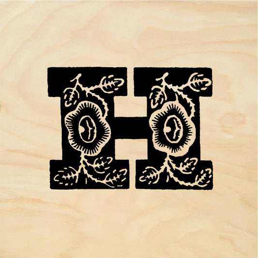 StampaFe Rose Letter H - Rubber Stamp 0.75 x 1