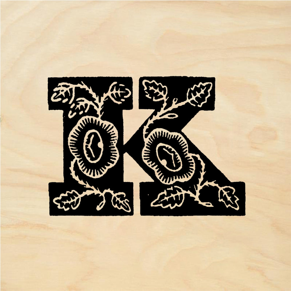 StampaFe Rose Letter K - Rubber Stamp 1 x 1