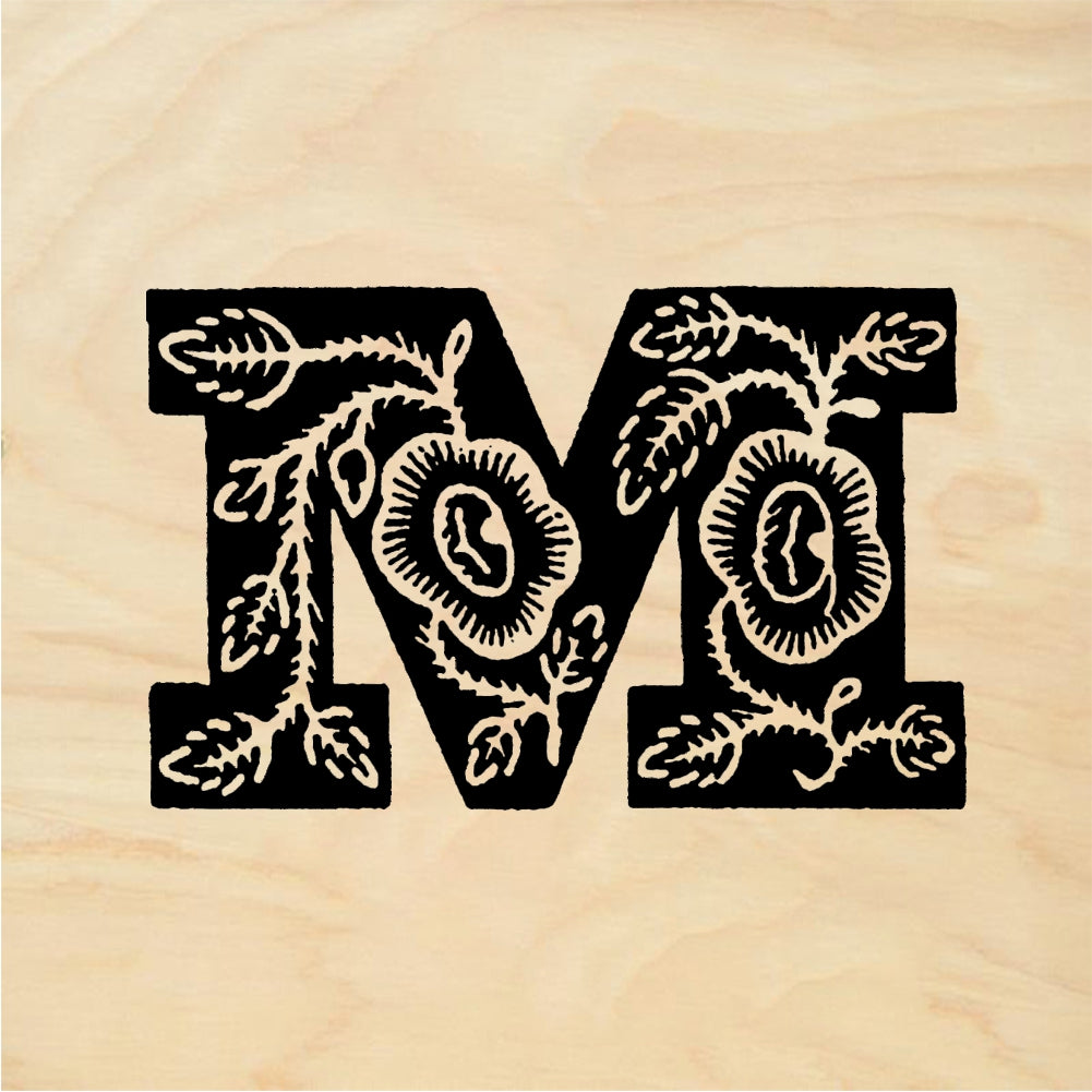 StampaFe Rose Letter M - Rubber Stamp 1 x 1