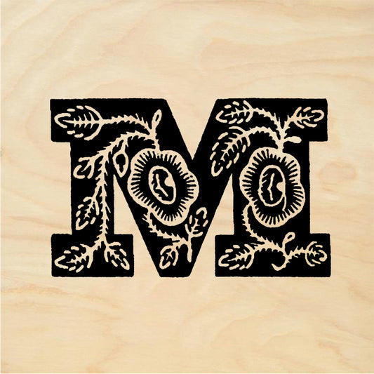 StampaFe Rose Letter M - Rubber Stamp 1 x 1