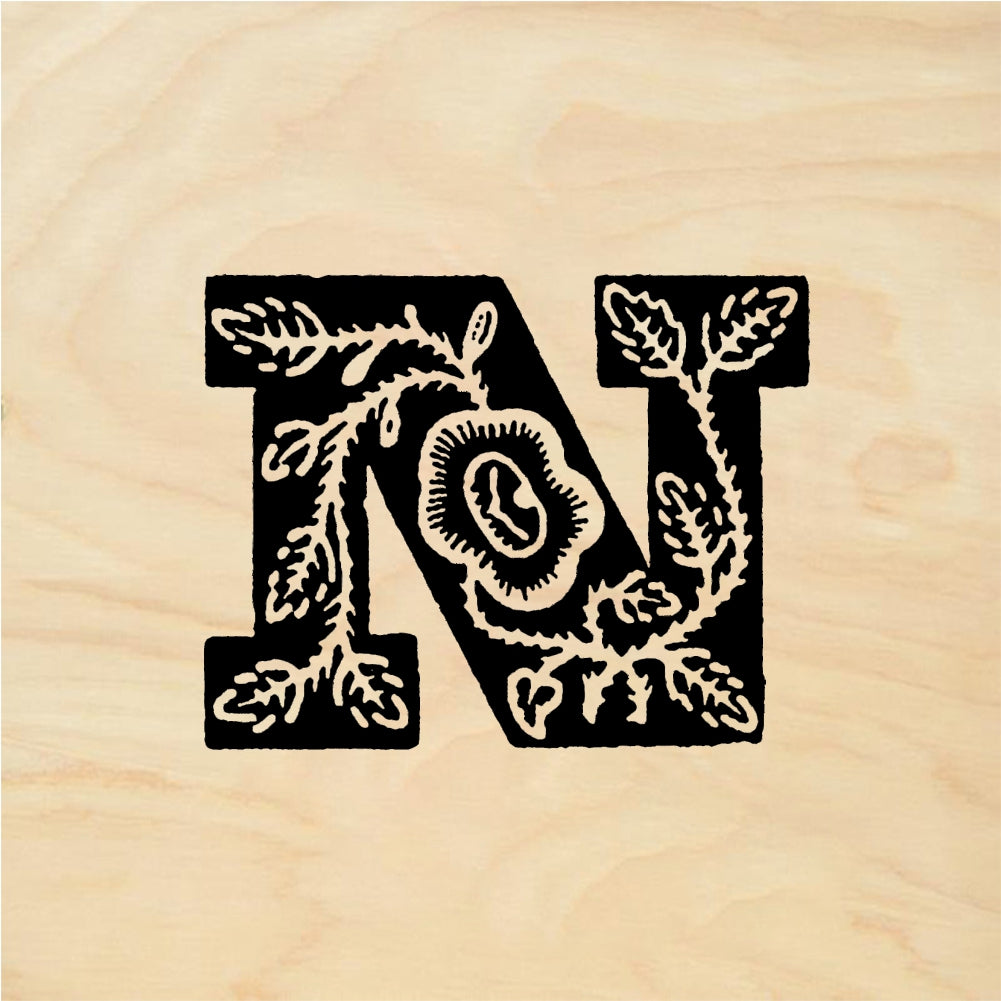 StampaFe Rose Letter N - Rubber Stamp 1 x 1