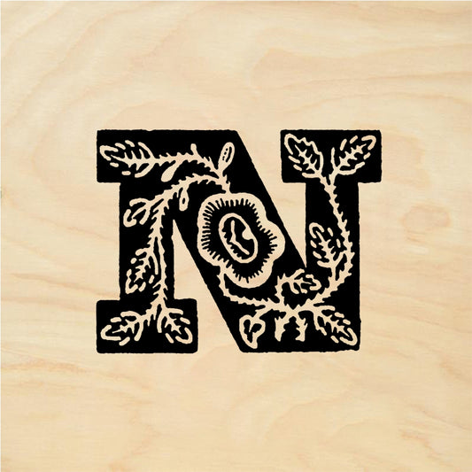 StampaFe Rose Letter N - Rubber Stamp 1 x 1