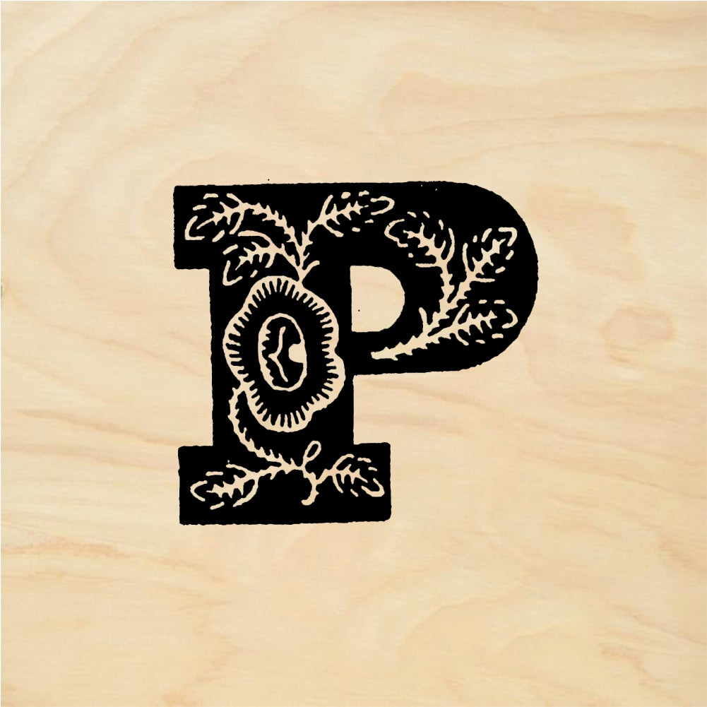 StampaFe Rose Letter P - Rubber Stamp 0.25 x 0.75