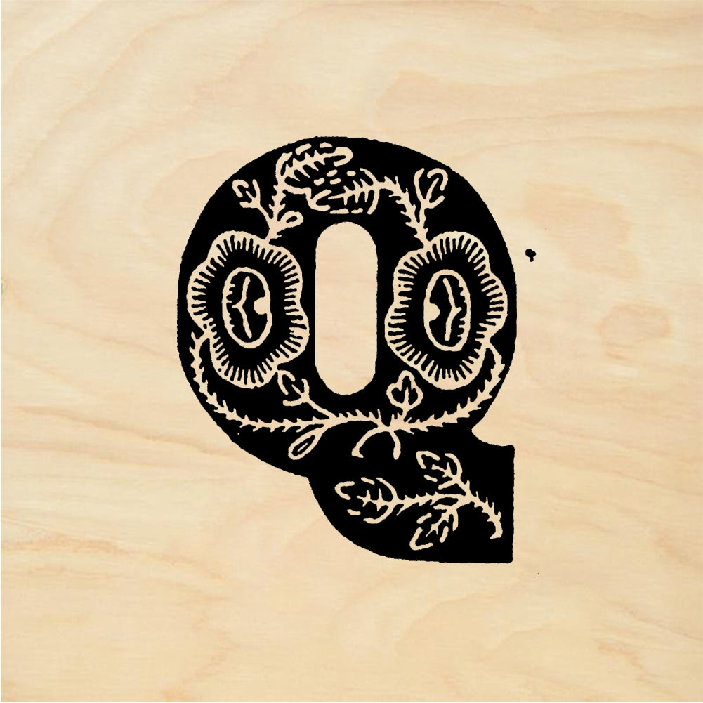 StampaFe Rose Letter Q - Rubber Stamp 1.25 x 1
