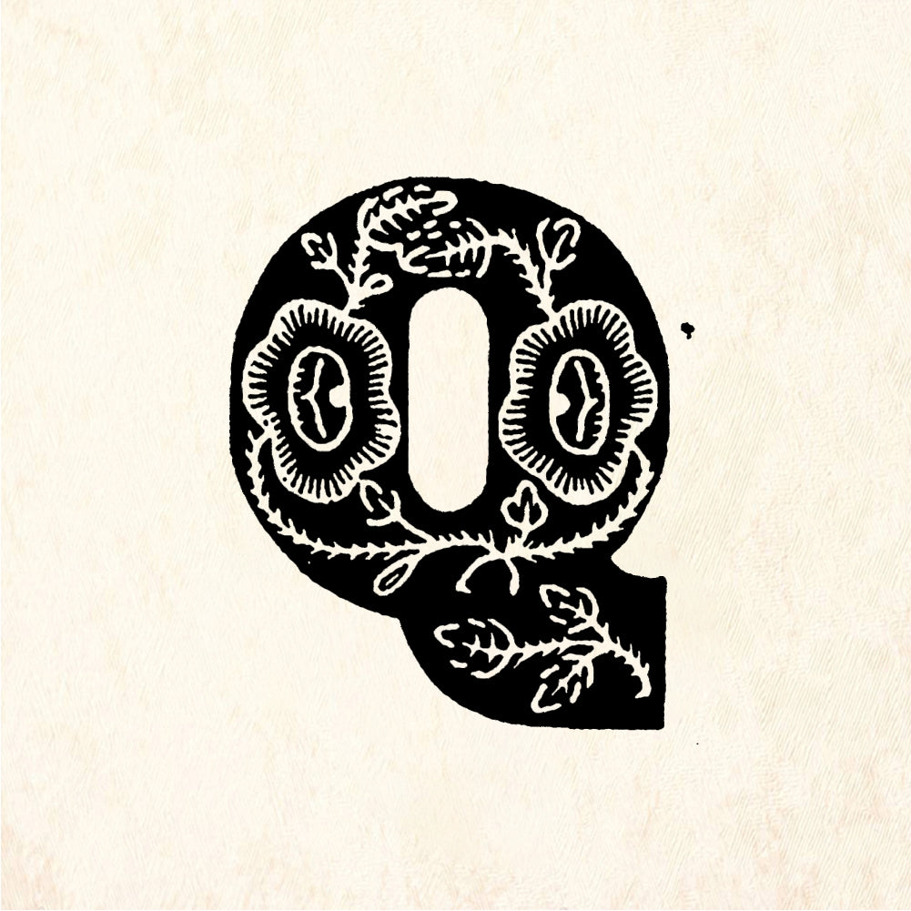 StampaFe Rose Letter Q - Rubber Stamp 1.25 x 1