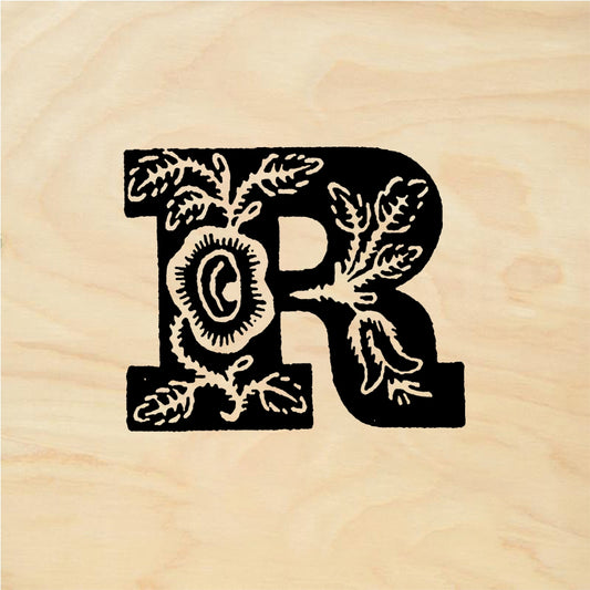 StampaFe Rose Letter R - Rubber Stamp 1 x 1