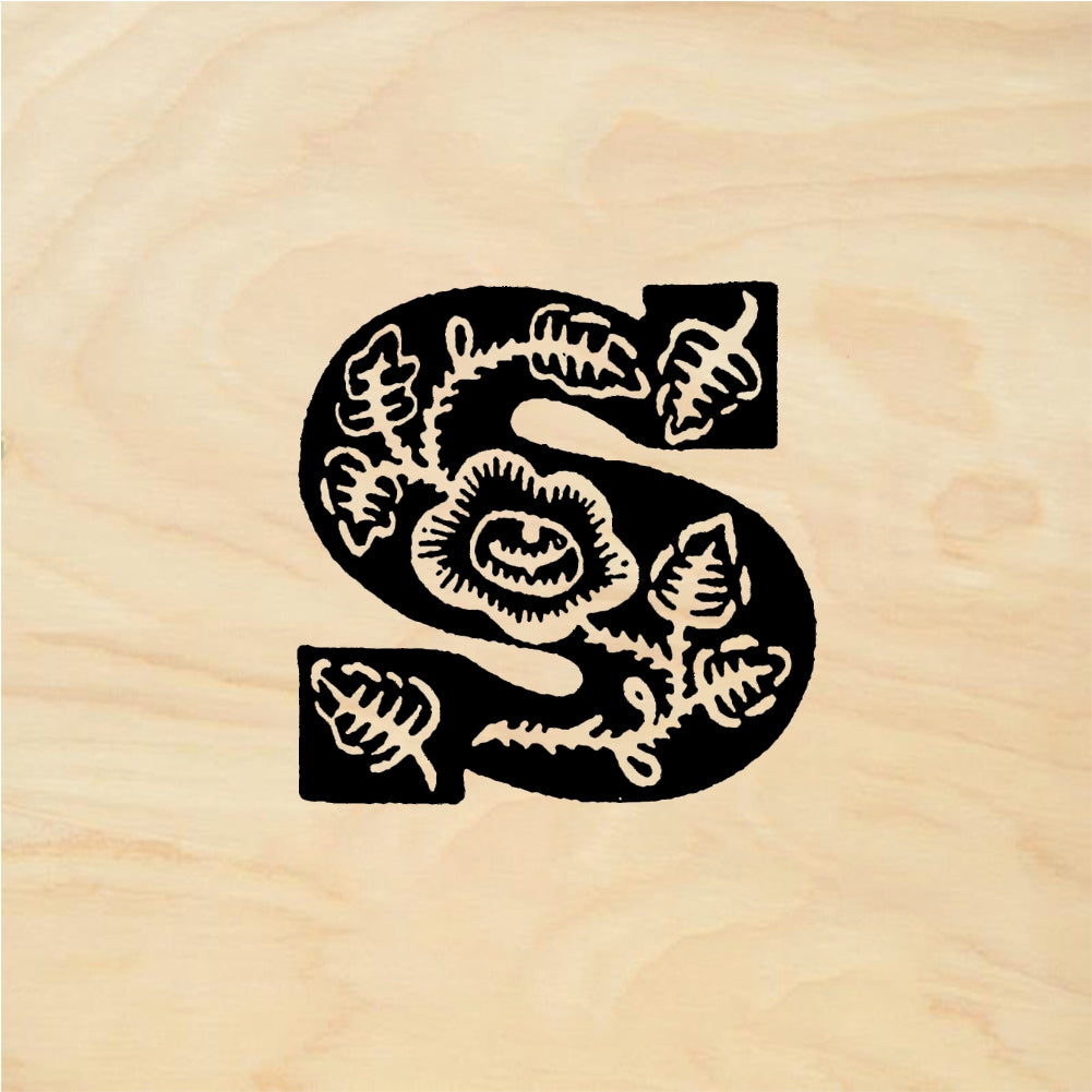 StampaFe Rose Letter S - Rubber Stamp 1 x 1