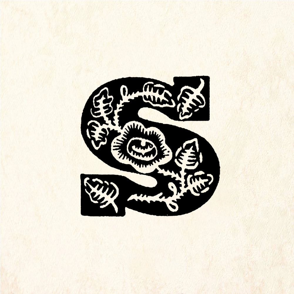StampaFe Rose Letter S - Rubber Stamp 1 x 1
