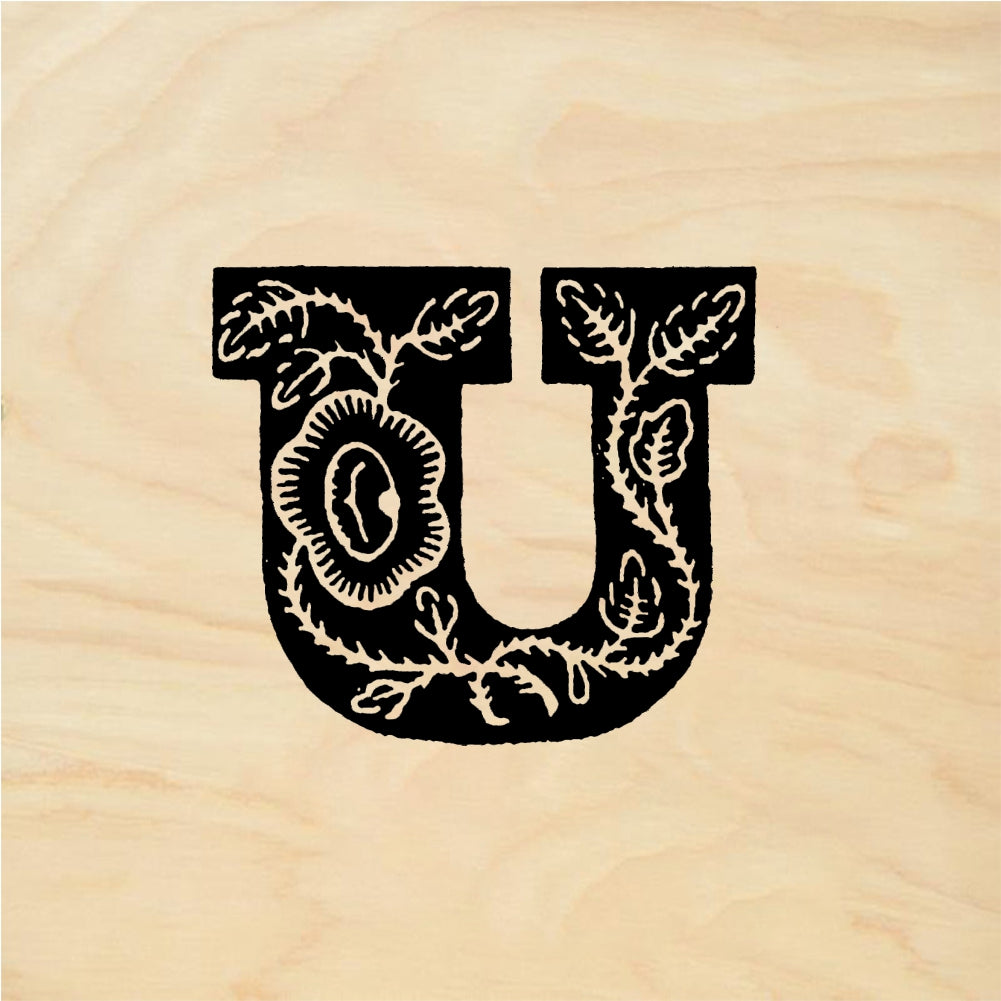 StampaFe Rose Letter U - Rubber Stamp 1 x 1