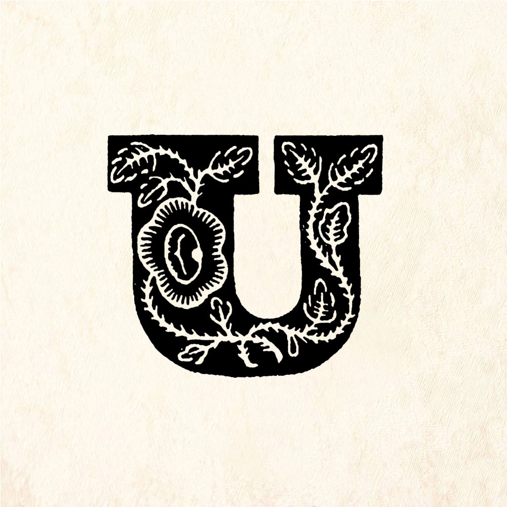 StampaFe Rose Letter U - Rubber Stamp 1 x 1