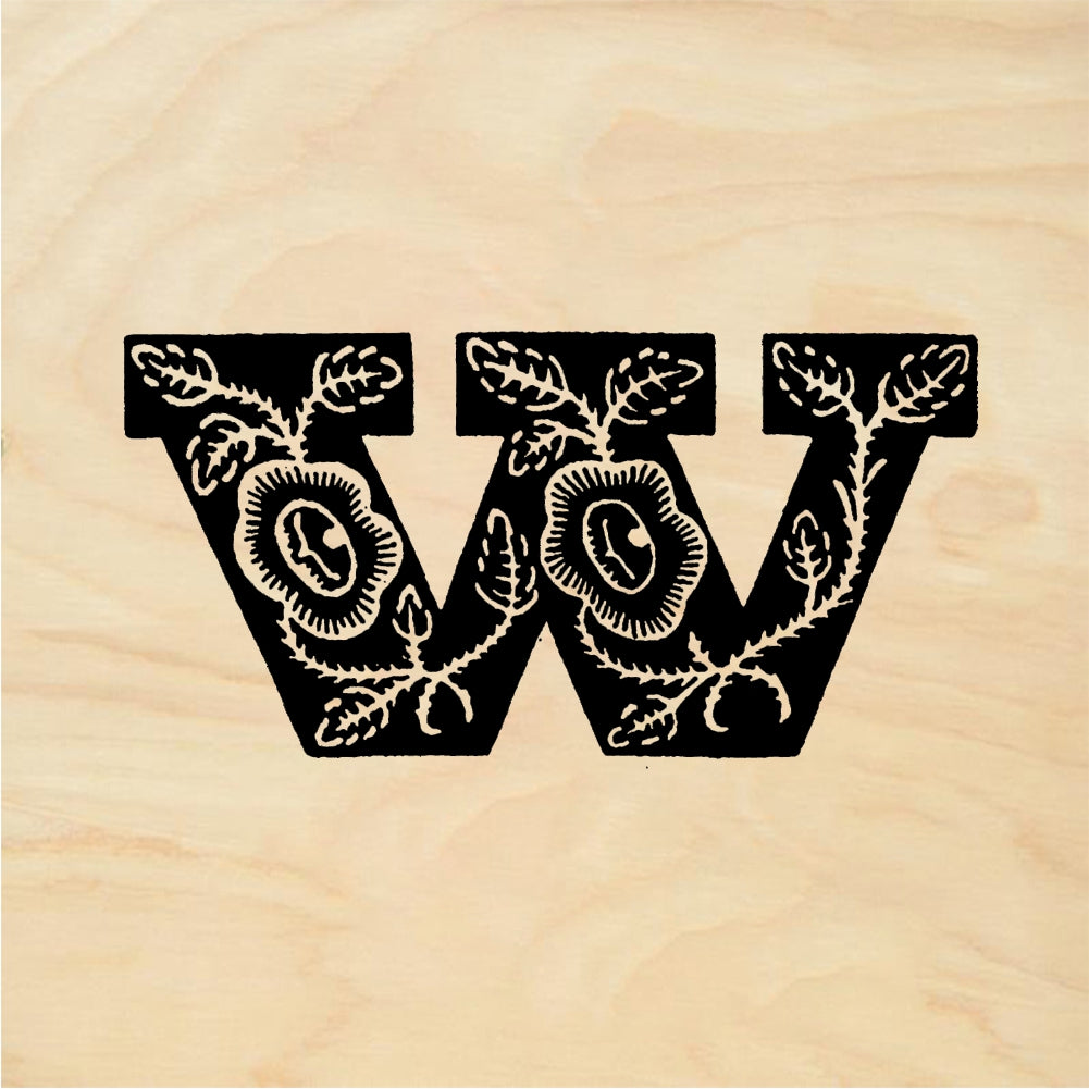 StampaFe Rose Letter W - Rubber Stamp 1.25 x 1