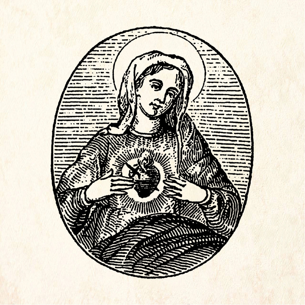 StampaFe Oval Mary Sacred Heart Rubber Art Stamp