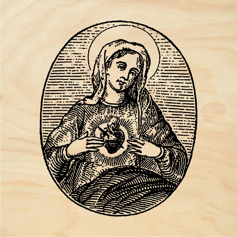 StampaFe Oval Mary Sacred Heart Rubber Art Stamp