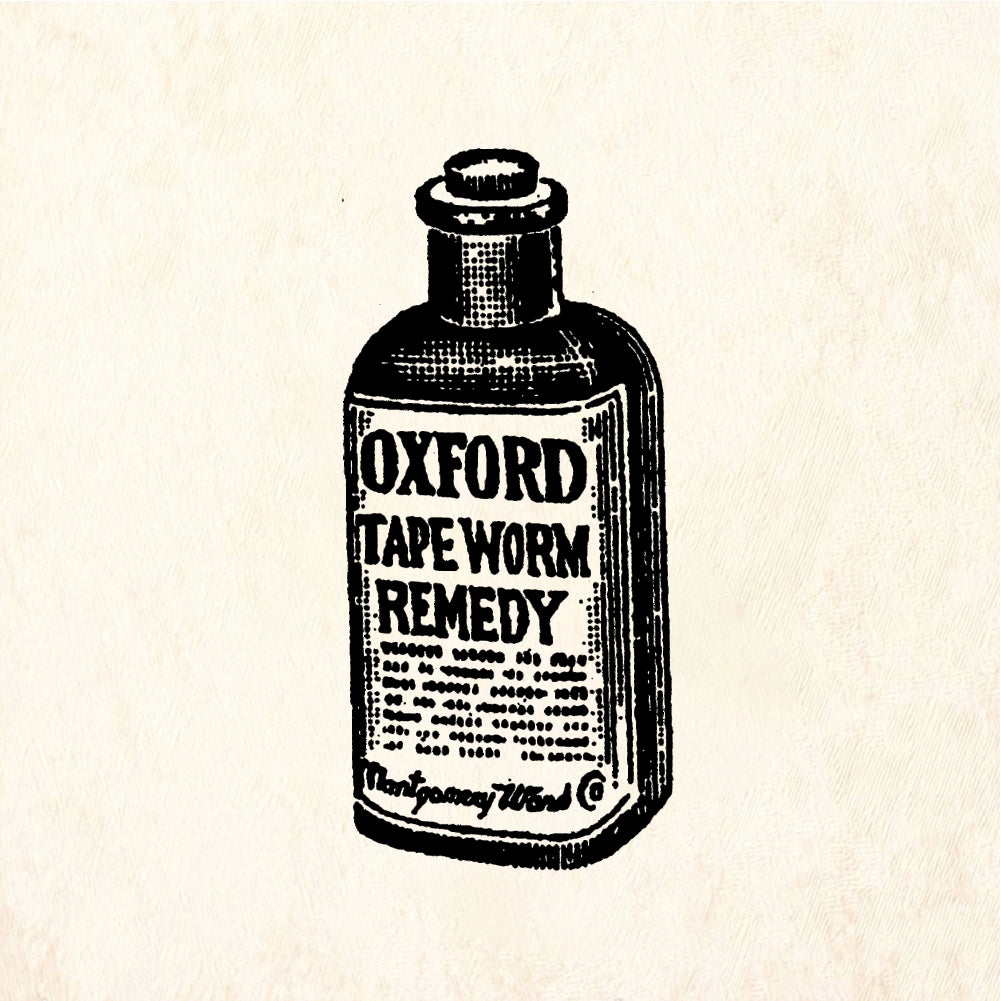 StampaFe Tape worm remedy - Rubber Stamp 0.75 x 1.25