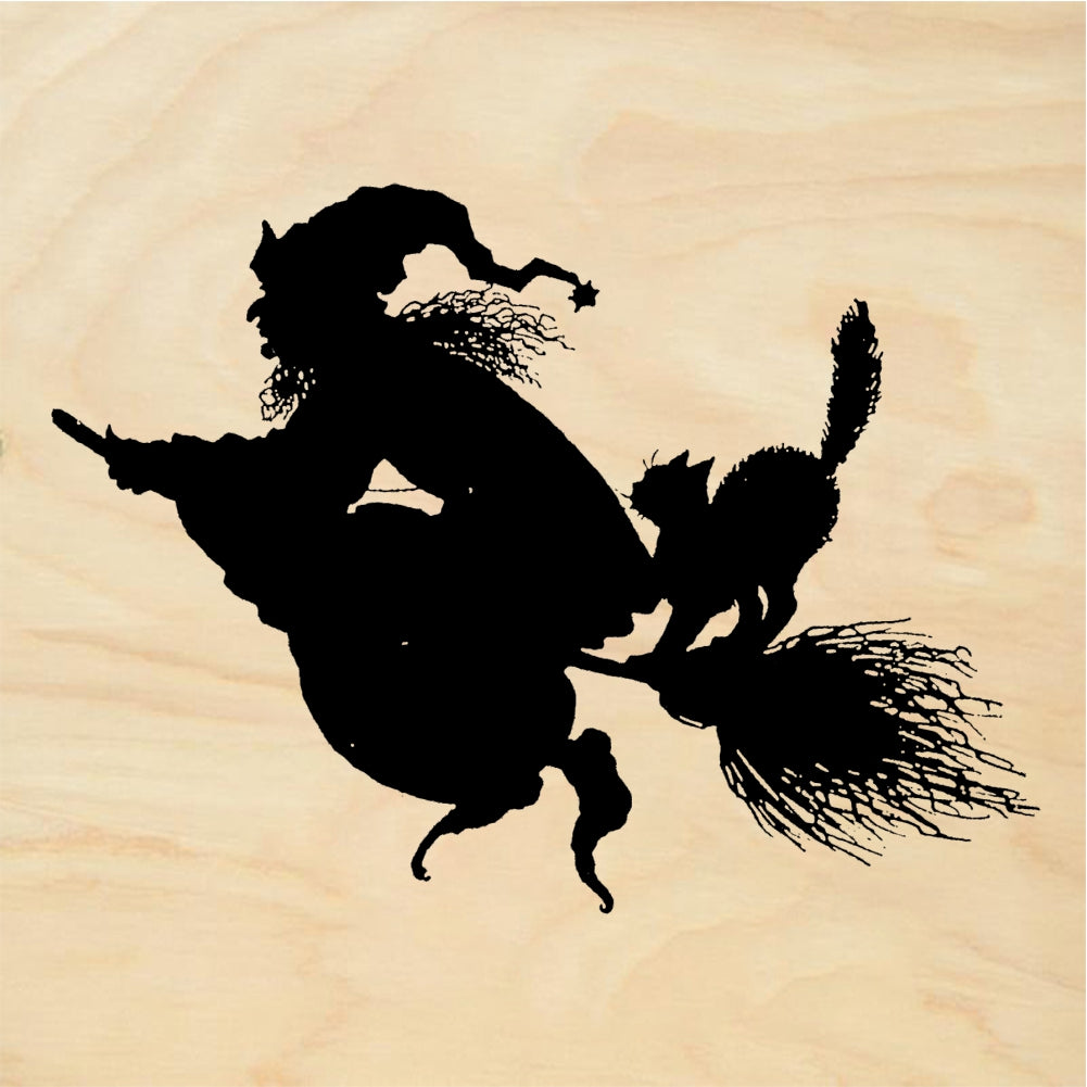 StampaFe Witch & Cat Silhouette - Rubber Stamp 2.25 x 1.75