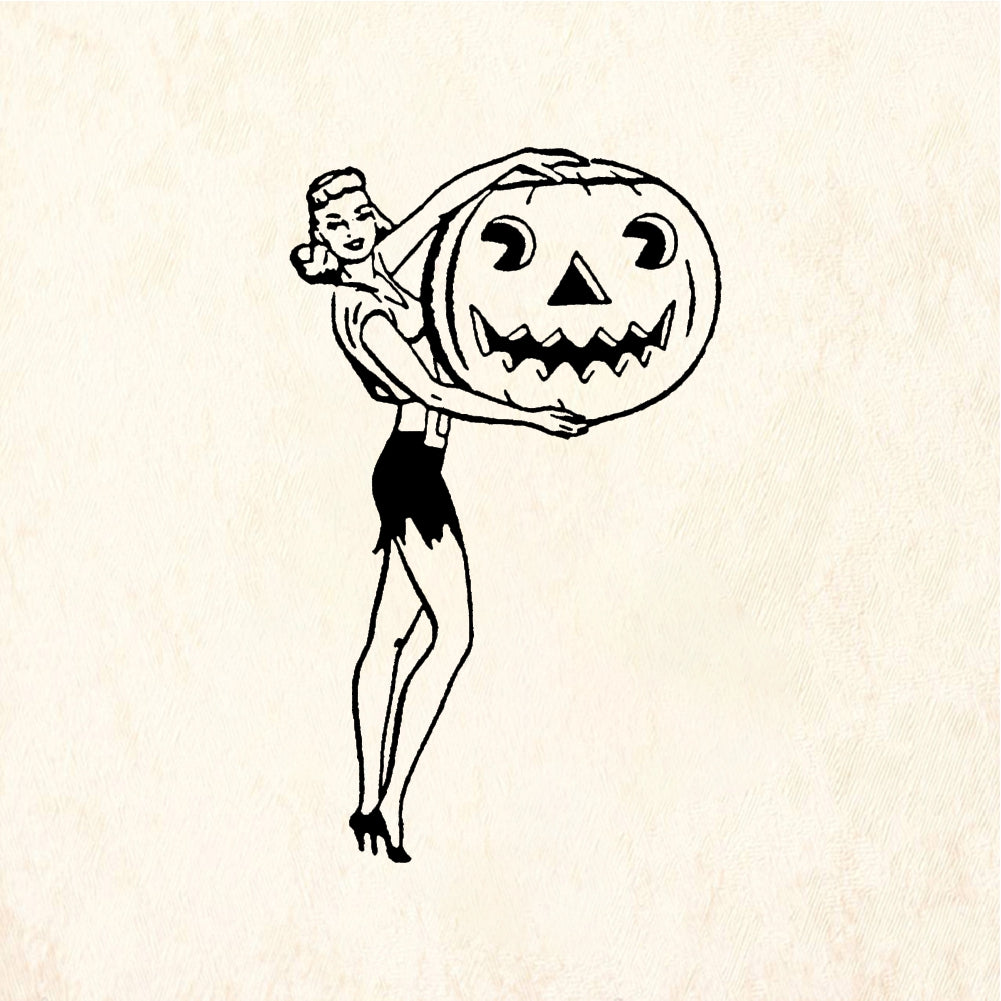 StampaFe Pumpkin Girl - Rubber Stamp 1.5 x 2