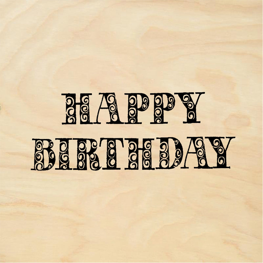 StampaFe Swirly Happy Birthday - Rubber Stamp 2 x 1.25