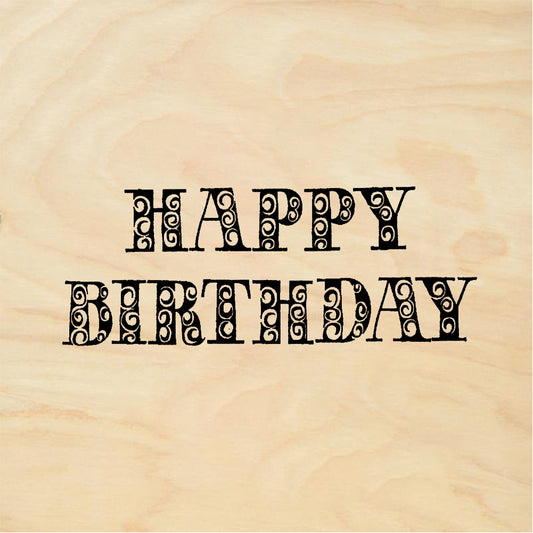 StampaFe Swirly Happy Birthday - Rubber Stamp 2 x 1.25