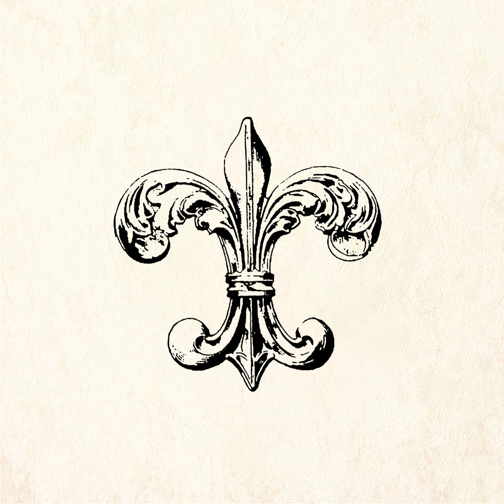 StampaFe Fleur de lis, med. Medium Fleur de Lis - Rubber Stamp 1 x 1.5