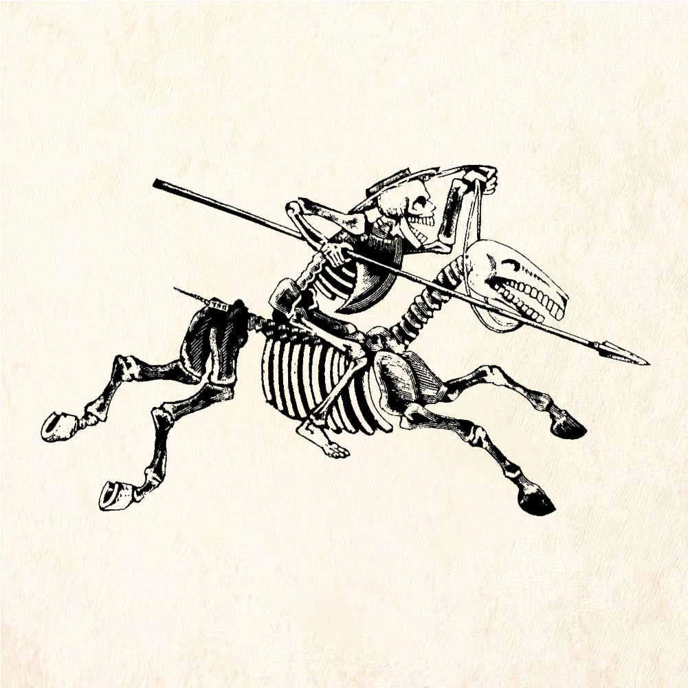 StampaFe Don Quijote Skeleton Man on Horseback Rubber Stamp 4 x 2.5