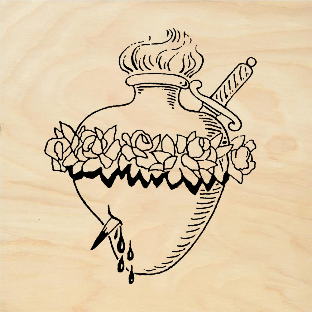 StampaFe Flowery Sacred Heart Rubber Art Stamp