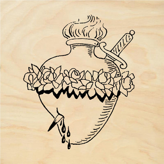 StampaFe Flowery Sacred Heart - Rubber Stamp 1 x 1