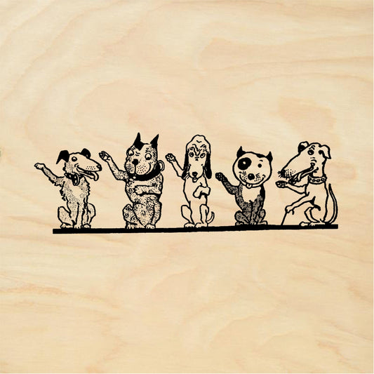 StampaFe Five doggie dudes - Rubber Stamp 2.5 x 1