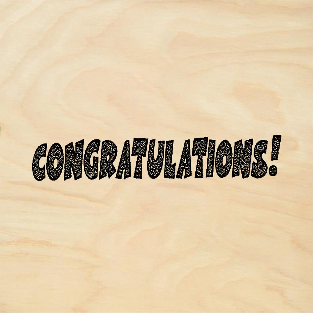 StampaFe Congratulations, squiggly - Rubber Stamp 2.25 x 0.5