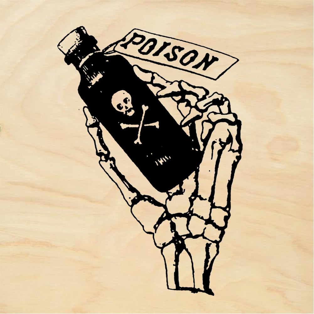 StampaFe Skeleton Hand Holding Poison Bottle Rubber Stamp 1.25 x 1.75