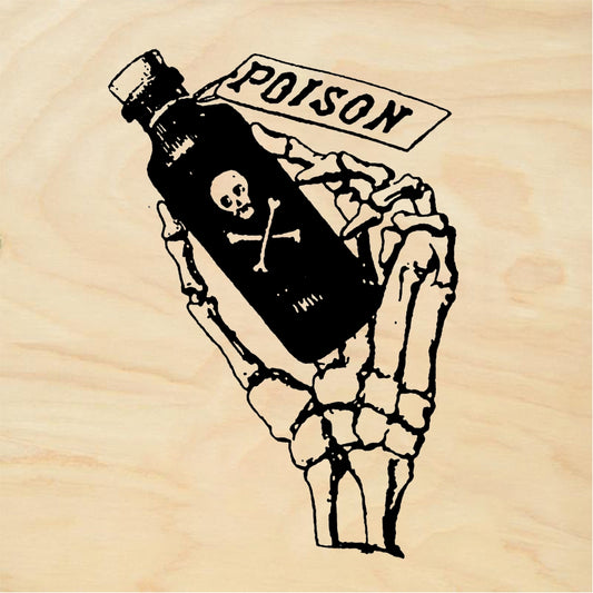 StampaFe Skeleton Hand Holding Poison Bottle Rubber Stamp 1.25 x 1.75