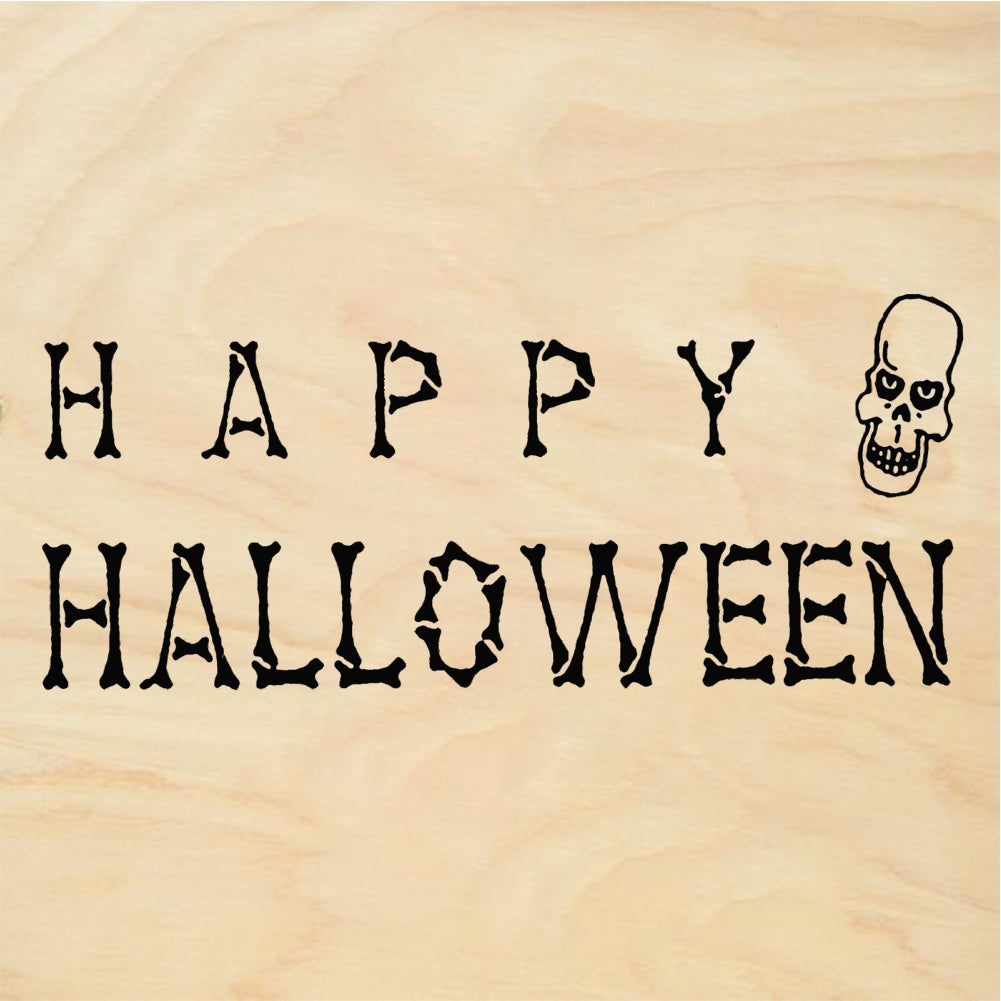 StampaFe Happy Halloween Skull Text - Rubber Stamp 1.75 x 0.75