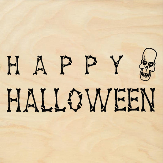 StampaFe Happy Halloween Skull Text - Rubber Stamp 1.75 x 0.75