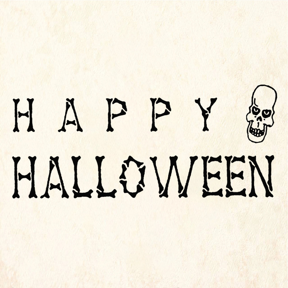 StampaFe Happy Halloween Skull Text - Rubber Stamp 1.75 x 0.75