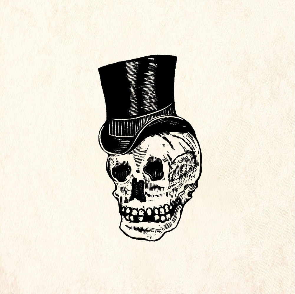 StampaFe Skull in Top Hat - Rubber Stamp 1.5 x 2.75