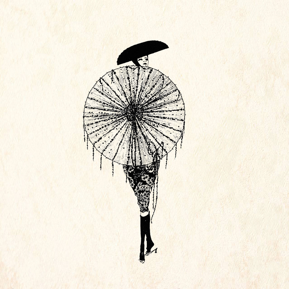 StampaFe Parasol Vintage Rubber Art Stamp