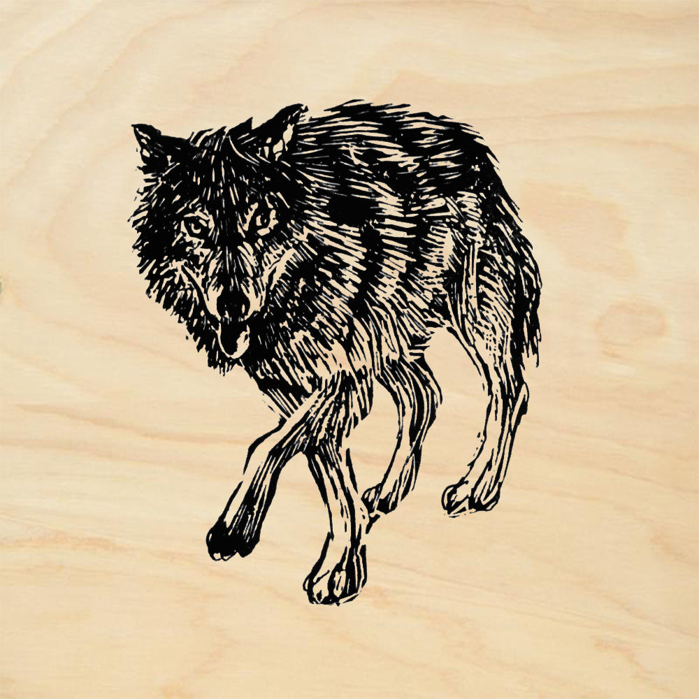 StampaFe Walking Wolf Mixed Media Rubber Art Stamp