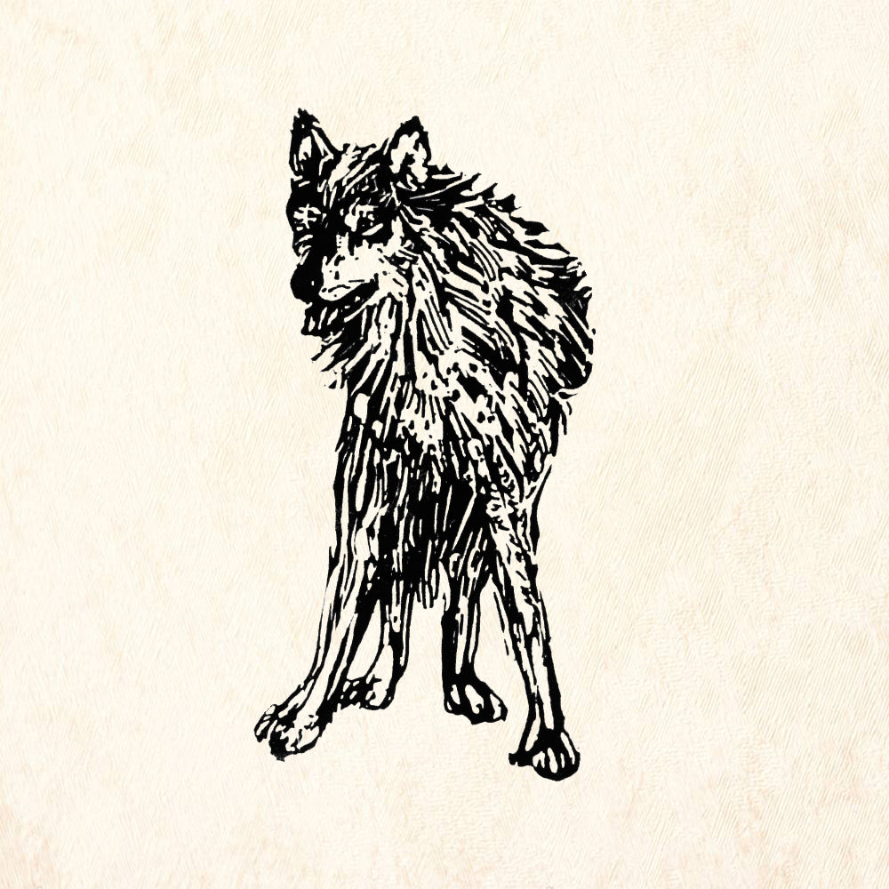 StampaFe Standing Wolf Mixed Media Rubber Art Stamp