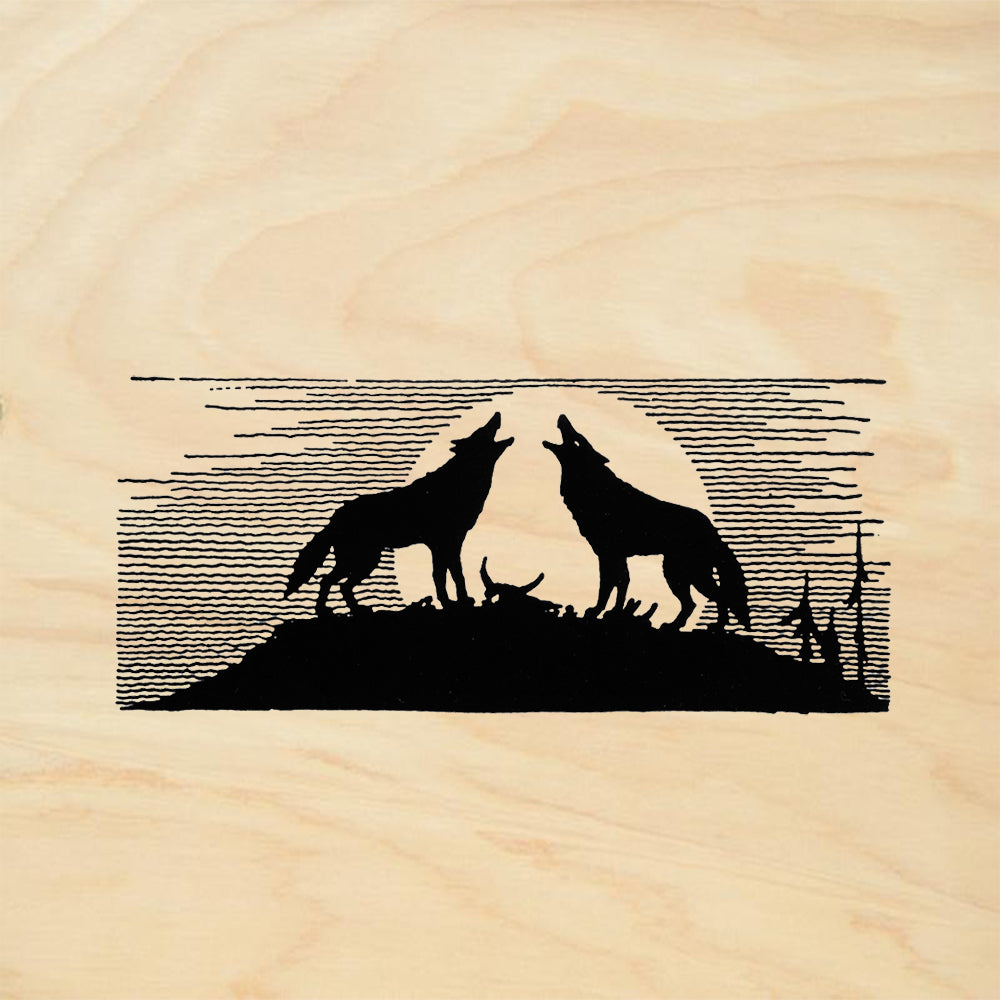 StampaFe Moonlight Sonata Wolves Mixed Media Rubber Art Stamp