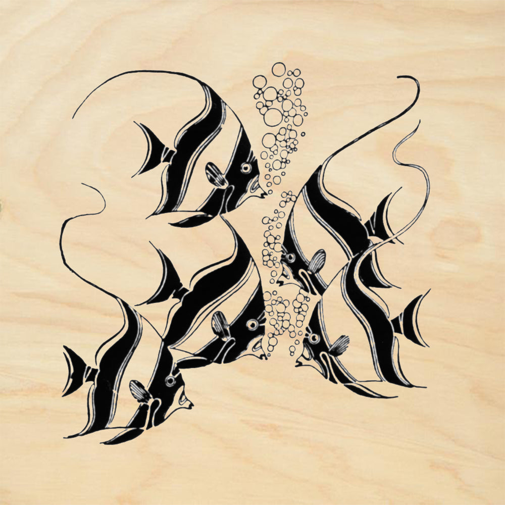 StampaFe School of Angel Fish Mixed Media Rubber Art Stamp