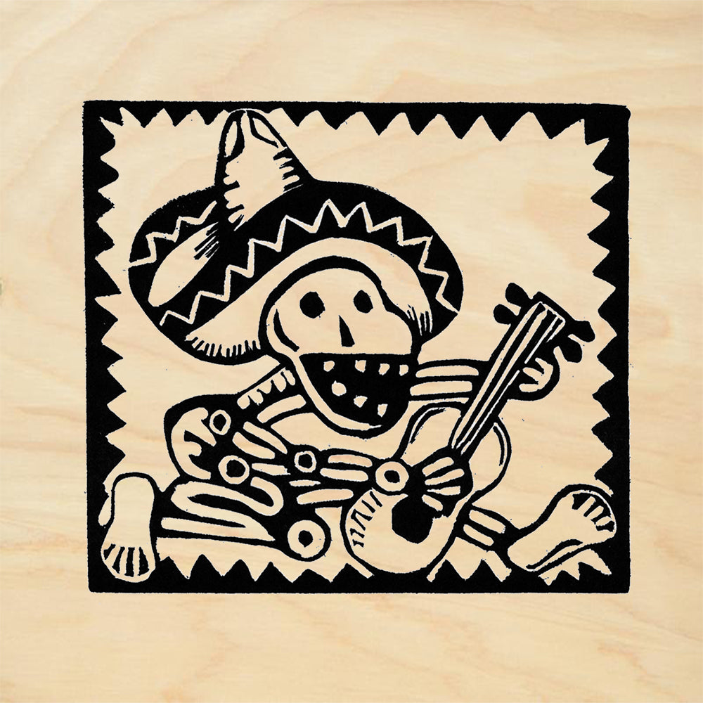 StampaFe Guitar Player Day of Dead Rubber Art Stamp
