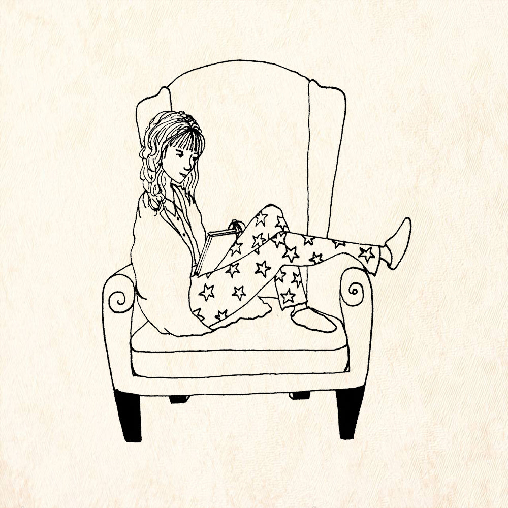 StampaFe Girl in Chair Mixed Media Rubber Art Stamp