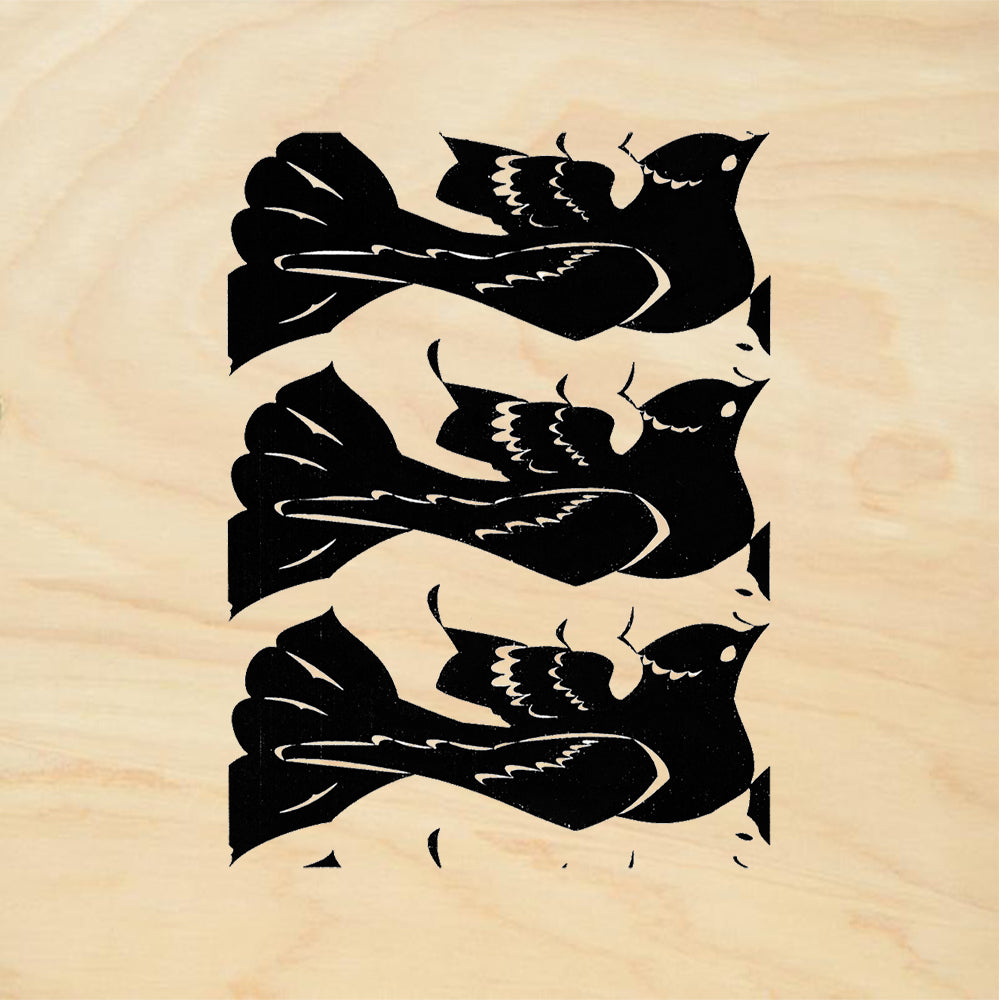 StampaFe Black Bird White Cat Large Mixed Media Rubber Art Stamp