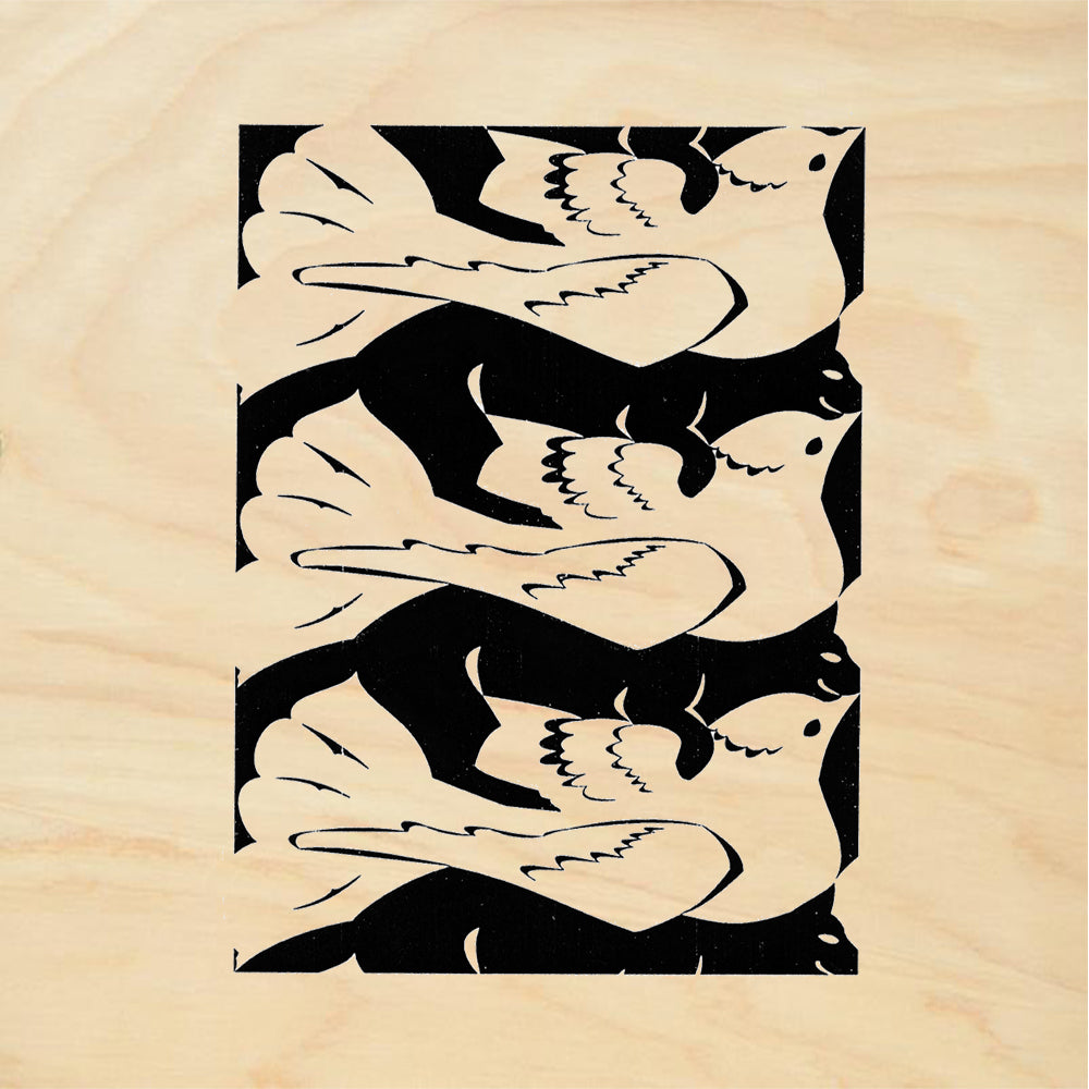 StampaFe White Bird Black Cat Large Mixed Media Rubber Art Stamp