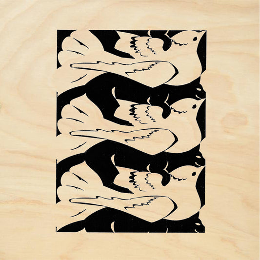 StampaFe White Bird Black Cat Large Mixed Media Rubber Art Stamp