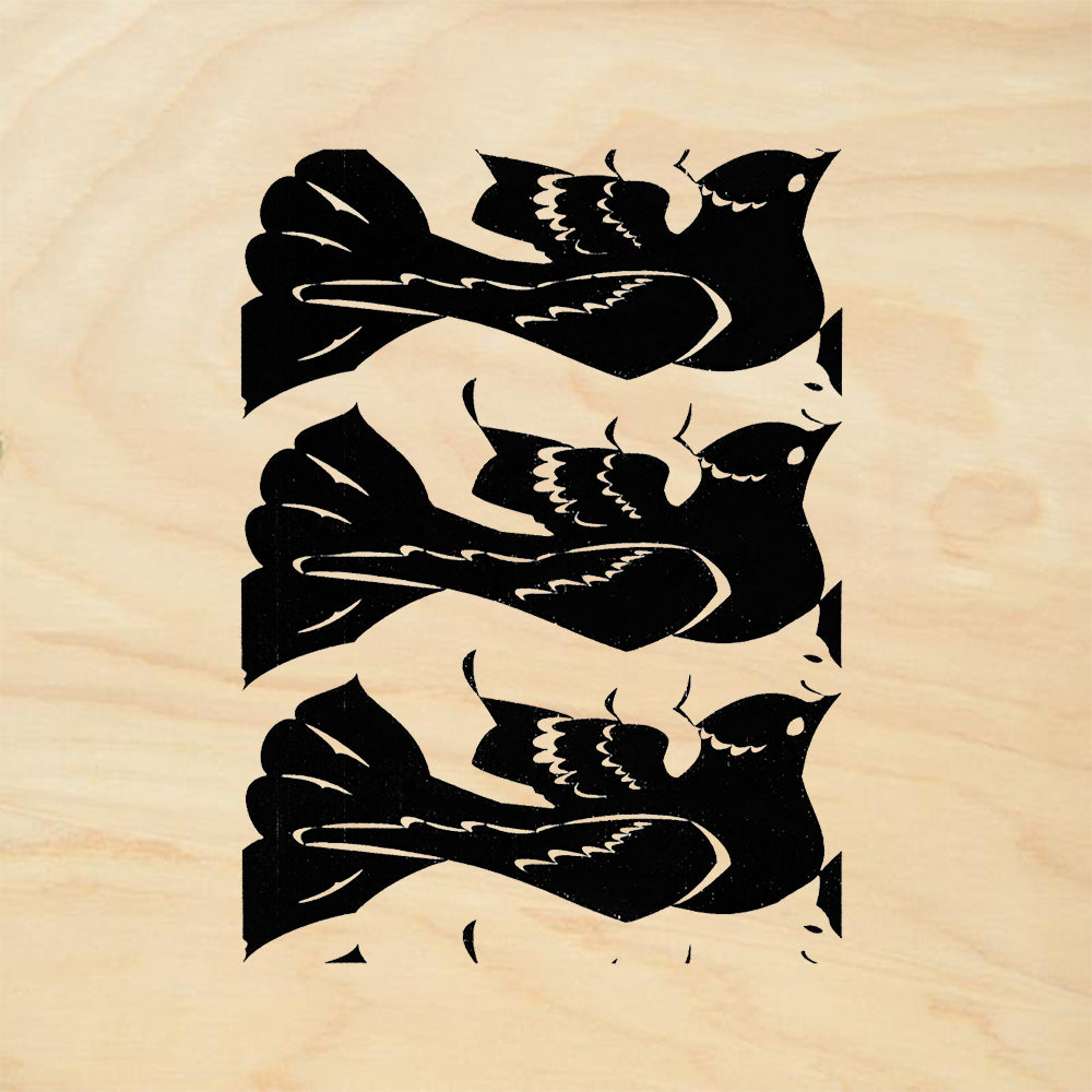 StampaFe Black Bird White Cat Small Mixed Media Rubber Art Stamp
